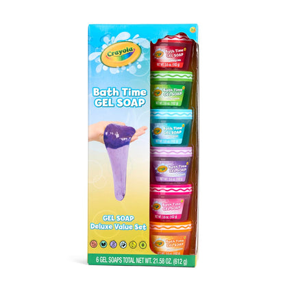 Crayola Bath Time Slime 6 Piece Set - Colorful Slime Soaps for Fun Bathtime, 3.6 oz Each, Red Green Blue Purple Pink Orange Avelisse