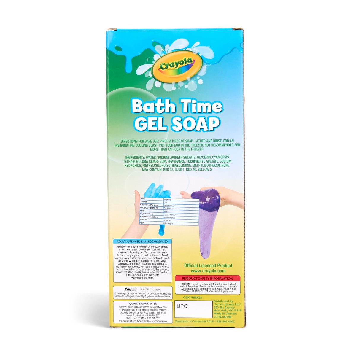 Crayola Bath Time Slime 6 Piece Set - Colorful Slime Soaps for Fun Bathtime, 3.6 oz Each, Red Green Blue Purple Pink Orange Avelisse