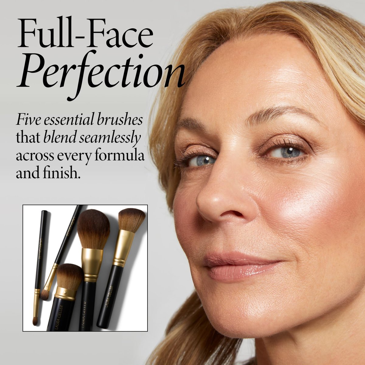 LAURA GELLER NEW YORK Professional Makeup Brushes - Full Face Set of 5 - Cruelty-Free Avelisse