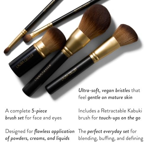 LAURA GELLER NEW YORK Professional Makeup Brushes - Full Face Set of 5 - Cruelty-Free Avelisse
