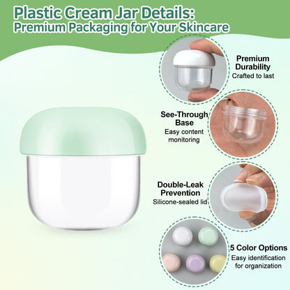 MUIIGOOD 5-Piece Mini Travel Jars Set - 20ml & 10ml Leak-Proof Acrylic Containers for Creams, Lip Balm, and Toiletries with Labels