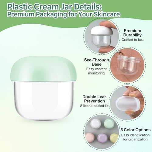 MUIIGOOD 5-Piece Mini Travel Jars Set - 20ml & 10ml Leak-Proof Acrylic Containers for Creams, Lip Balm, and Toiletries with Labels - görsel 6