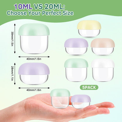 MUIIGOOD 5-Piece Mini Travel Jars Set - 20ml & 10ml Leak-Proof Acrylic Containers for Creams, Lip Balm, and Toiletries with Labels