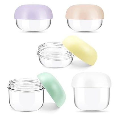 MUIIGOOD 5-Piece Mini Travel Jars Set - 20ml & 10ml Leak-Proof Acrylic Containers for Creams, Lip Balm, and Toiletries with Labels