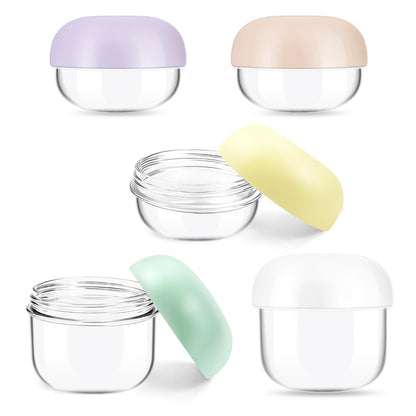 MUIIGOOD 5-Piece Mini Travel Jars Set - 20ml & 10ml Leak-Proof Acrylic Containers for Creams, Lip Balm, and Toiletries with Labels