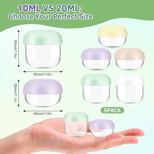 MUIIGOOD 5-Piece Mini Travel Jars Set - 20ml & 10ml Leak-Proof Acrylic Containers for Creams, Lip Balm, and Toiletries with Labels - görsel 4