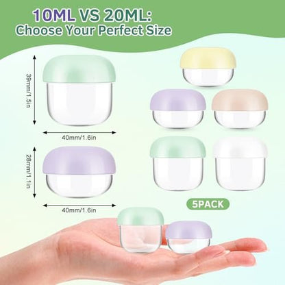 MUIIGOOD 5-Piece Mini Travel Jars Set - 20ml & 10ml Leak-Proof Acrylic Containers for Creams, Lip Balm, and Toiletries with Labels