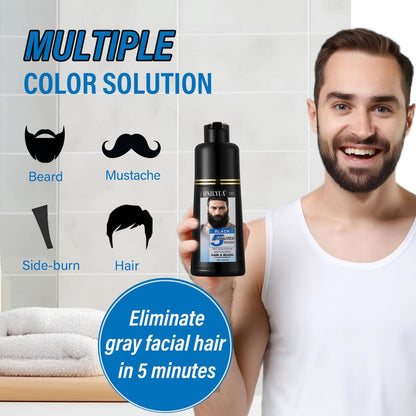 NCEPROHR Beard Dye for Men - Black Beard Color & Hair Dye Shampoo for Gray Coverage, Mens Hair Color Works in Minutes, Easy to Use 16.9 Fl Oz Avelisse