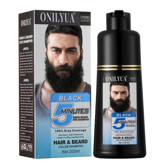 NCEPROHR Beard Dye for Men - Black Beard Color & Hair Dye Shampoo for Gray Coverage, Mens Hair Color Works in Minutes, Easy to Use 16.9 Fl Oz Avelisse