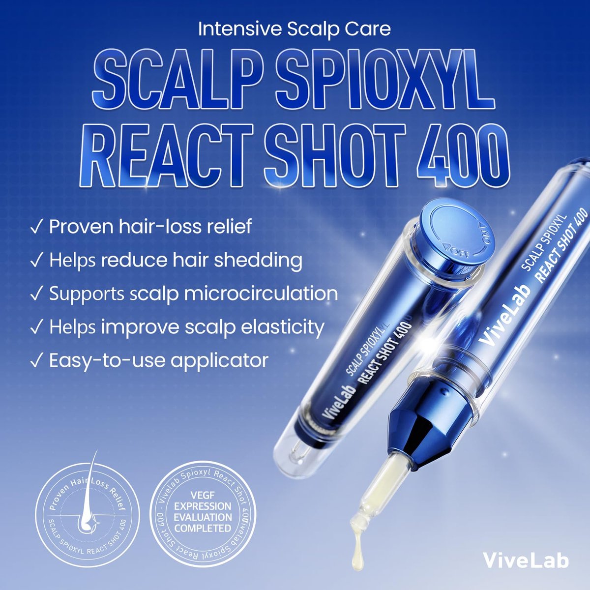 ViveLab Scalp Microneedle Serum – K-beauty Hair Growth & Scalp Treatment with Spioxyl™ 400 | Fills Hair Part Line, Strengthens Roots, Reduces Hair Thinning – 220,000 Microneedle Formula Avelisse