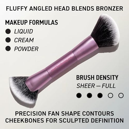 Real Techniques Big Blends Energy Brush + Dual-Sided Puff Kit – 6 Piece Face Makeup Brush & Puff Set for Foundation, Concealer, Powder & Blush, Travel Friendly, Cruelty-Free & Vegan