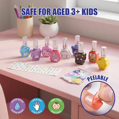 Hello Kitty and Friends 16 Pack Nail Polish Set - Water-Based Peelable Nail Polish with Glittery, Shimmery, and Opaque Colors for Kids Girls Party by Townley Girl Avelisse