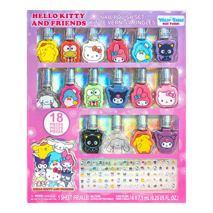 Hello Kitty and Friends 16 Pack Nail Polish Set - Water-Based Peelable Nail Polish with Glittery, Shimmery, and Opaque Colors for Kids Girls Party by Townley Girl Avelisse