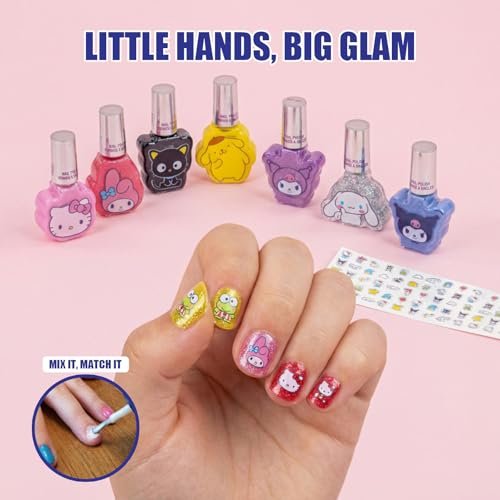 Hello Kitty and Friends 16 Pack Nail Polish Set - Water-Based Peelable Nail Polish with Glittery, Shimmery, and Opaque Colors for Kids Girls Party by Townley Girl Avelisse