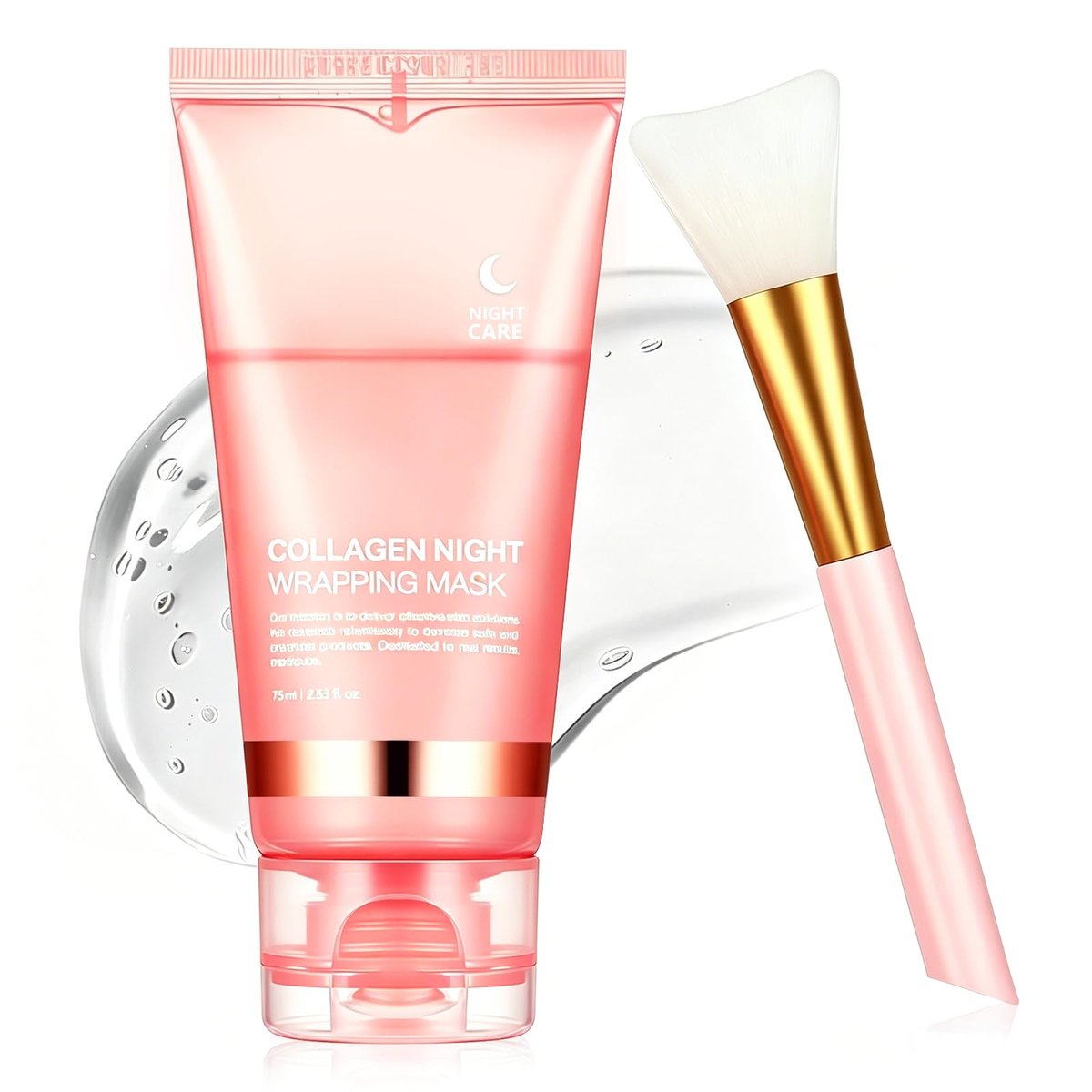 YOTOCK Collagen Night Wrapping Peel off Mask with Brush - Overnight Hydrating Face Mask for Elasticity, Reduces Sagging & Wrinkles - 2.53 Fl Oz - görsel 1