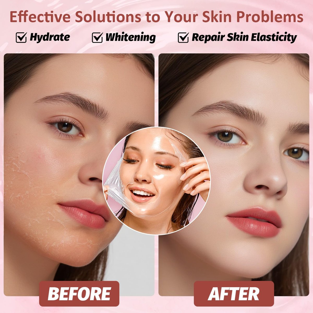 YOTOCK Collagen Night Wrapping Peel off Mask with Brush - Overnight Hydrating Face Mask for Elasticity, Reduces Sagging & Wrinkles - 2.53 Fl Oz - görsel 7