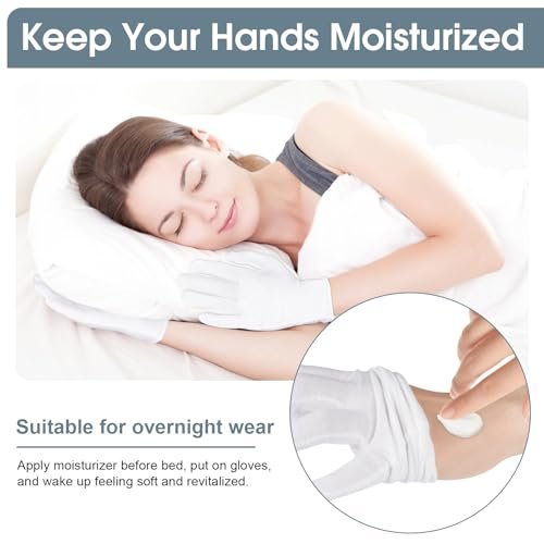 24 Pcs White Cotton Gloves for Dry Hands & Eczema - Moisturizing Sleeping Gloves for Men and Women, Stretchy Breathable Work Gloves for Jewelry Inspection, Spa - görsel 10