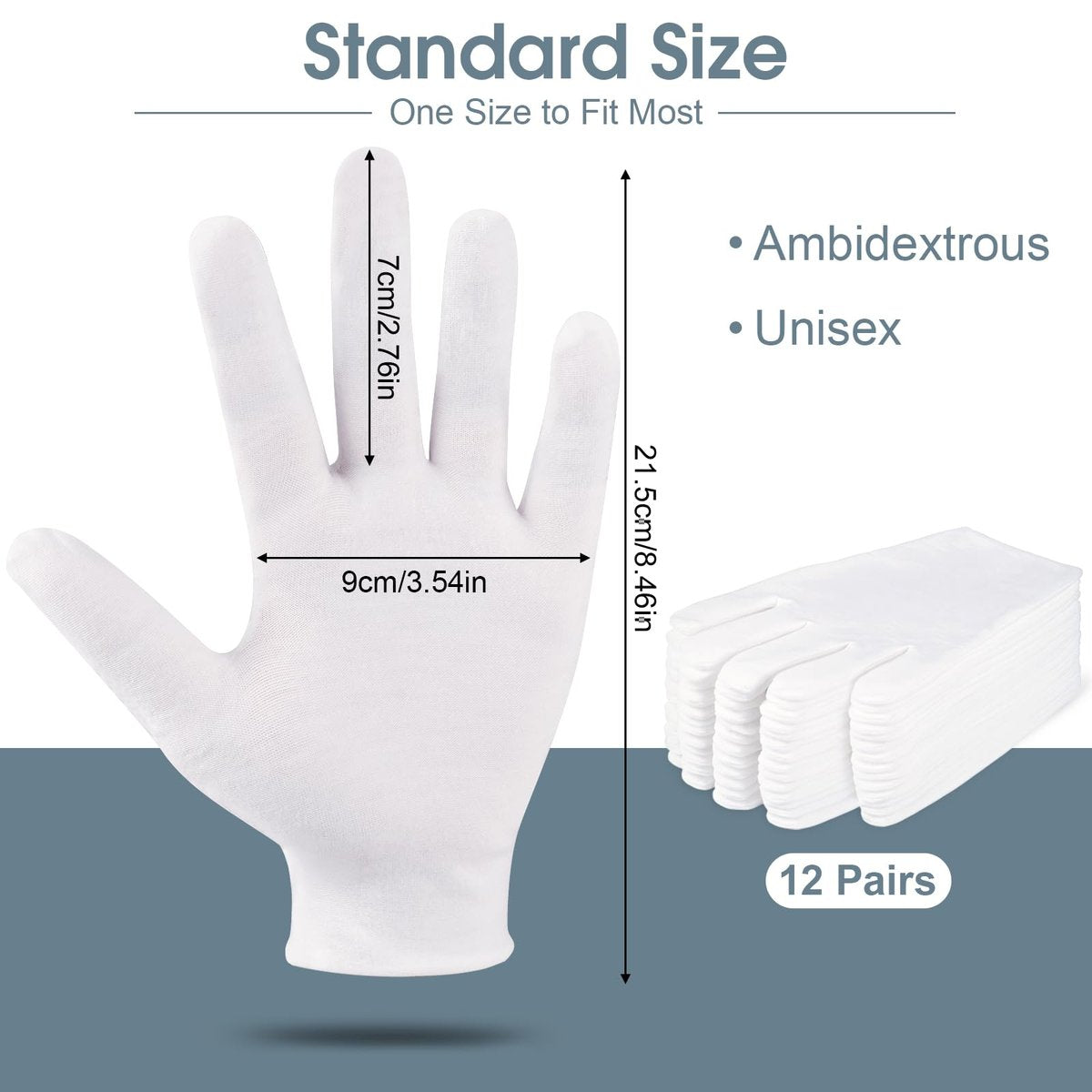 24 Pcs White Cotton Gloves for Dry Hands & Eczema - Moisturizing Sleeping Gloves for Men and Women, Stretchy Breathable Work Gloves for Jewelry Inspection, Spa - görsel 3