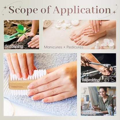 DEBETOOL 2-Pack Wooden Fingernail Brush – Dual-Sided Nail Scrubber for Cleaning Tough Grime, Gardening & Manicure