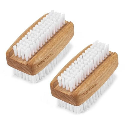 DEBETOOL 2-Pack Wooden Fingernail Brush – Dual-Sided Nail Scrubber for Cleaning Tough Grime, Gardening & Manicure