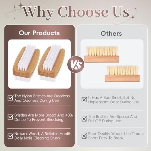 DEBETOOL 2-Pack Wooden Fingernail Brush – Dual-Sided Nail Scrubber for Cleaning Tough Grime, Gardening & Manicure - görsel 16