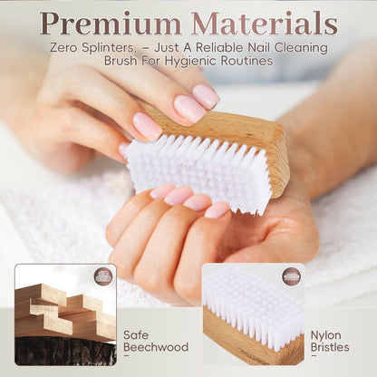 DEBETOOL 2-Pack Wooden Fingernail Brush – Dual-Sided Nail Scrubber for Cleaning Tough Grime, Gardening & Manicure