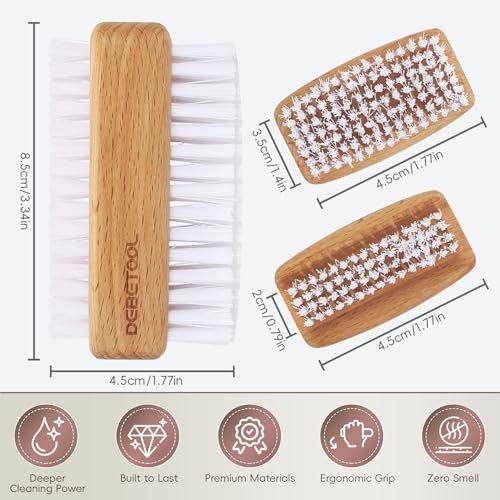 DEBETOOL 2-Pack Wooden Fingernail Brush – Dual-Sided Nail Scrubber for Cleaning Tough Grime, Gardening & Manicure - görsel 4