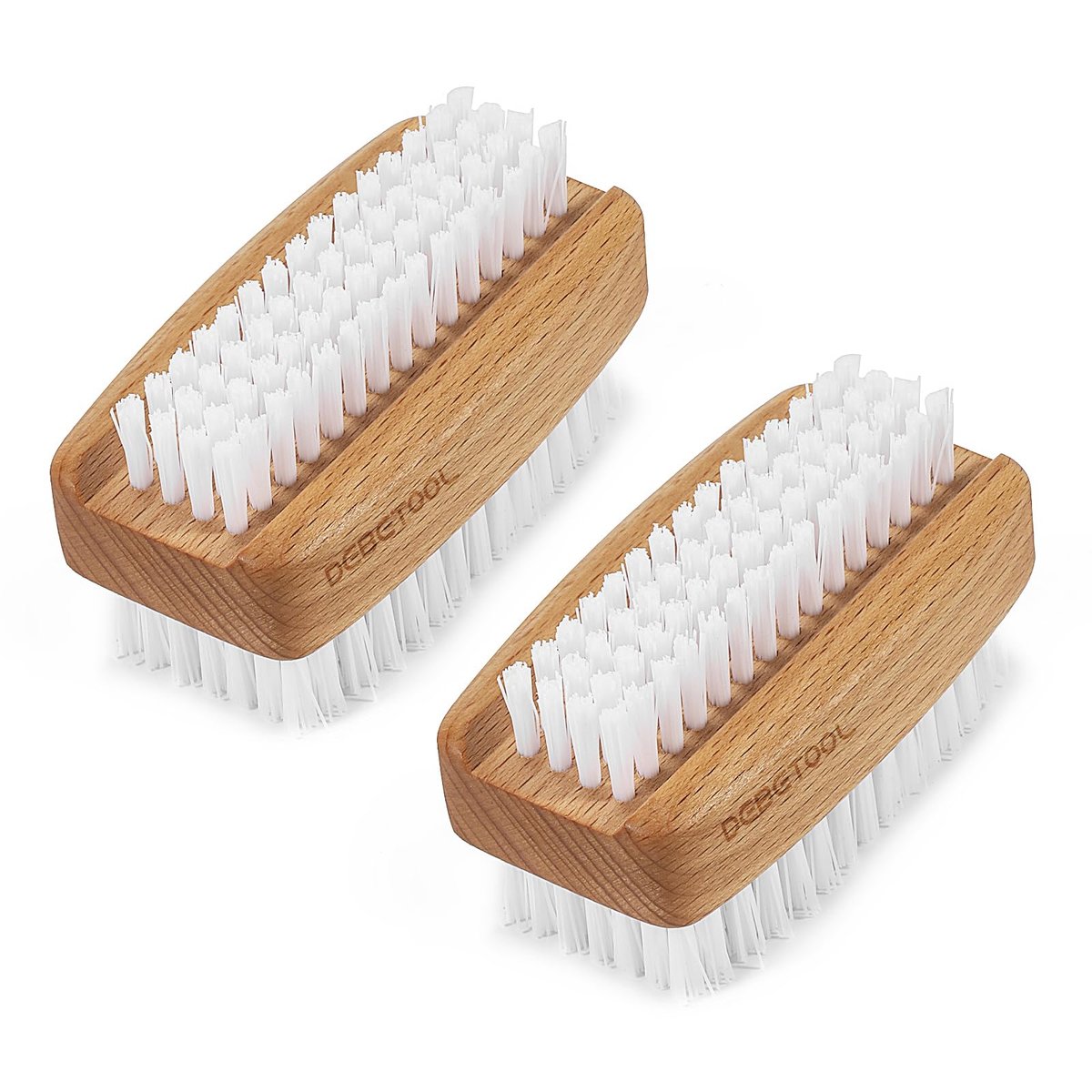 DEBETOOL 2-Pack Wooden Fingernail Brush – Dual-Sided Nail Scrubber for Cleaning Tough Grime, Gardening & Manicure - görsel 1