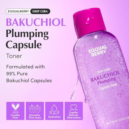 EQQUALBERRY Bakuchiol Plumping Capsule Toner – Natural Retinol Alternative with Hyaluronic Acid for Sensitive Skin (150ml) Avelisse