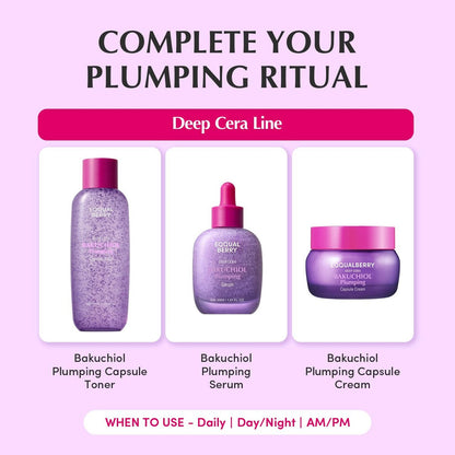 EQQUALBERRY Bakuchiol Plumping Capsule Toner – Natural Retinol Alternative with Hyaluronic Acid for Sensitive Skin (150ml) Avelisse