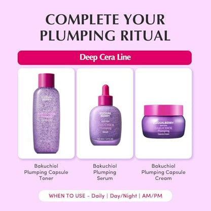 EQQUALBERRY Bakuchiol Plumping Capsule Toner – Natural Retinol Alternative with Hyaluronic Acid for Sensitive Skin (150ml) Avelisse
