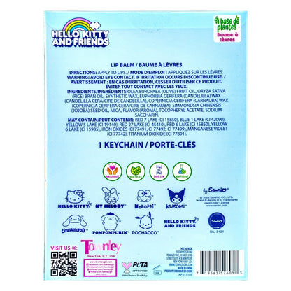 Hello Kitty and Friends 7 Pack Lip Balm with Keychain - Plant Based Moisturizing Lip Balm for Girls Kids by Townley Girl