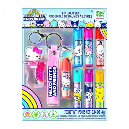 Hello Kitty and Friends 7 Pack Lip Balm with Keychain - Plant Based Moisturizing Lip Balm for Girls Kids by Townley Girl