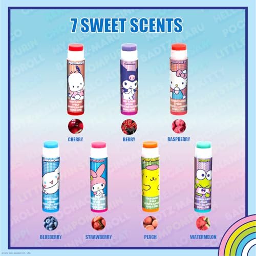 Hello Kitty and Friends 7 Pack Lip Balm with Keychain - Plant Based Moisturizing Lip Balm for Girls Kids by Townley Girl - görsel 7