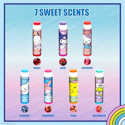Hello Kitty and Friends 7 Pack Lip Balm with Keychain - Plant Based Moisturizing Lip Balm for Girls Kids by Townley Girl