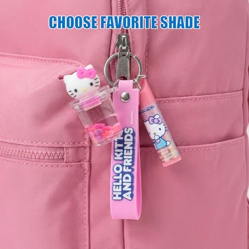 Hello Kitty and Friends 7 Pack Lip Balm with Keychain - Plant Based Moisturizing Lip Balm for Girls Kids by Townley Girl - görsel 5