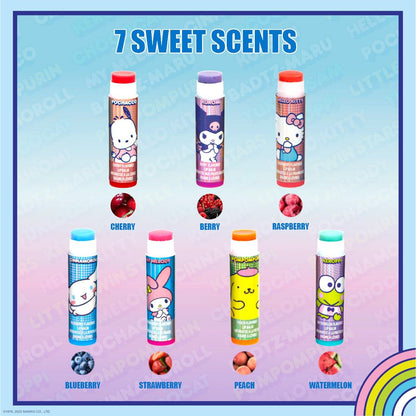 Hello Kitty and Friends 7 Pack Lip Balm with Keychain - Plant Based Moisturizing Lip Balm for Girls Kids by Townley Girl