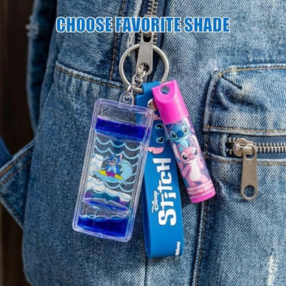 Stitch 7 Pack Lip Balm with Keychain - Plant Based Lip Balm for Girls, Kids Chapstick Age 3+ by Townley Girl
