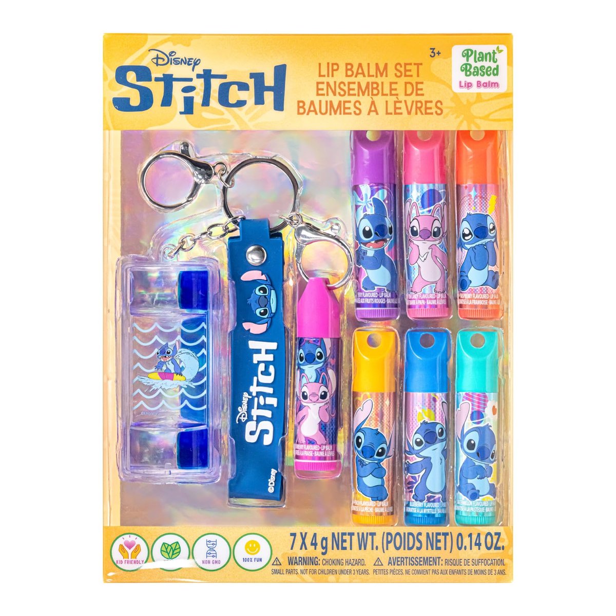 Stitch 7 Pack Lip Balm with Keychain - Plant Based Lip Balm for Girls, Kids Chapstick Age 3+ by Townley Girl - görsel 1