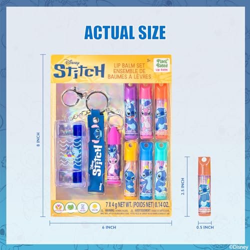 Stitch 7 Pack Lip Balm with Keychain - Plant Based Lip Balm for Girls, Kids Chapstick Age 3+ by Townley Girl - görsel 8