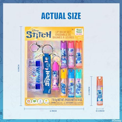 Stitch 7 Pack Lip Balm with Keychain - Plant Based Lip Balm for Girls, Kids Chapstick Age 3+ by Townley Girl