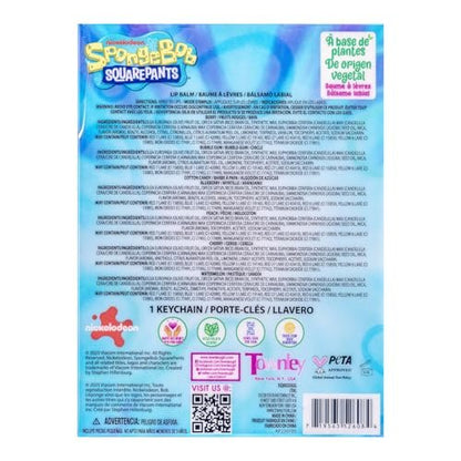 SpongeBob SquarePants 7 Pack Lip Balm with Keychain - Plant Based Hydrating Moisturizing Lip Balm for Girls & Kids by Townley Girl