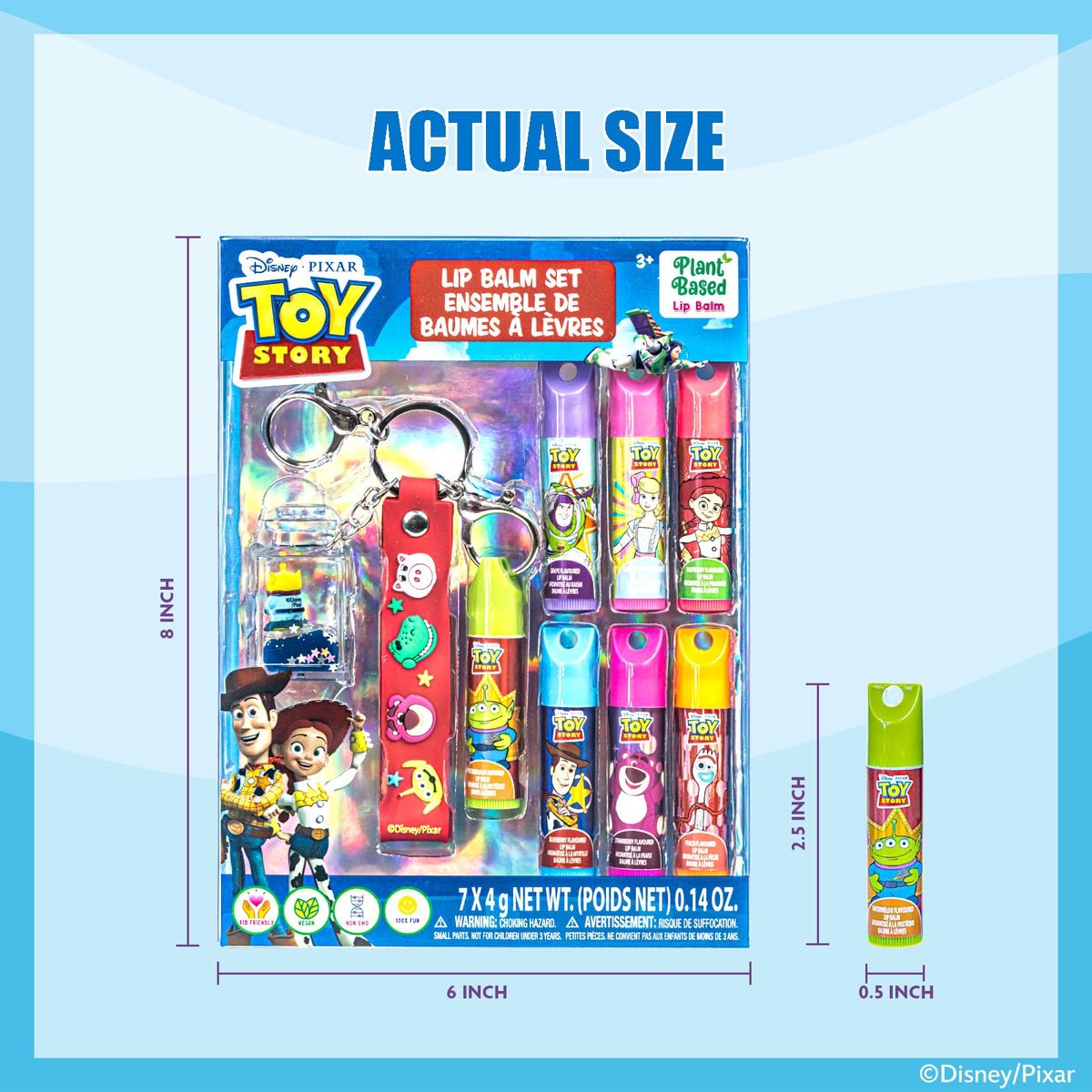 Toy Story 7 Pack Lip Balm with Keychain - Plant Based Lip Balm for Kids, Boys and Girls, by Townley Girl - görsel 9