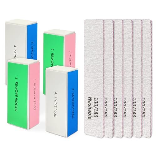 LNAUJS Professional Nail Files and Buffers Kit - 100/180 Grit Nail Sponge Buffer Blocks for Fingernails and Acrylic Nails Avelisse
