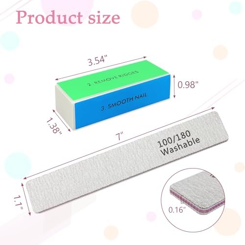 LNAUJS Professional Nail Files and Buffers Kit - 100/180 Grit Nail Sponge Buffer Blocks for Fingernails and Acrylic Nails Avelisse