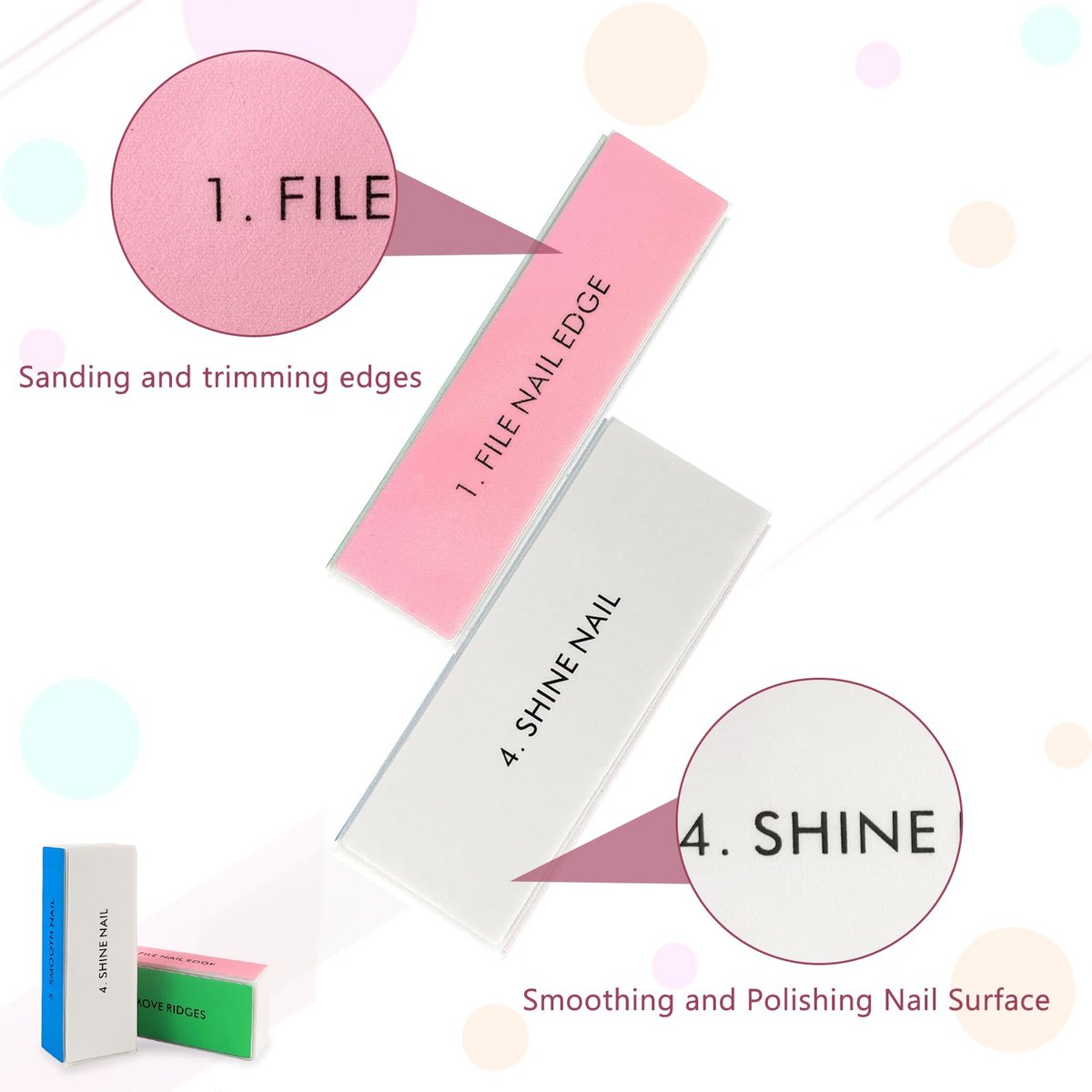 LNAUJS Professional Nail Files and Buffers Kit - 100/180 Grit Nail Sponge Buffer Blocks for Fingernails and Acrylic Nails Avelisse