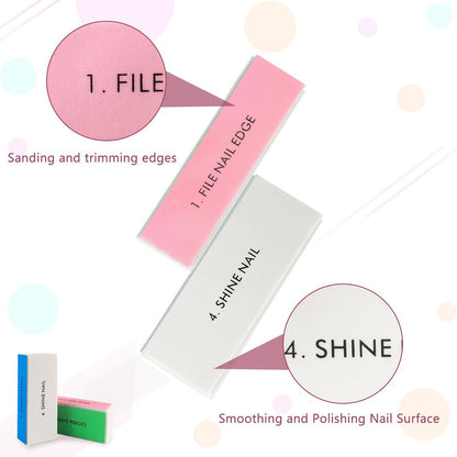 LNAUJS Professional Nail Files and Buffers Kit - 100/180 Grit Nail Sponge Buffer Blocks for Fingernails and Acrylic Nails Avelisse