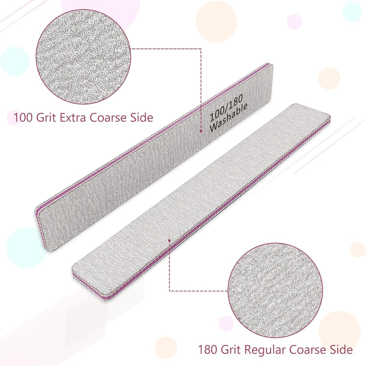 LNAUJS Professional Nail Files and Buffers Kit - 100/180 Grit Nail Sponge Buffer Blocks for Fingernails and Acrylic Nails Avelisse