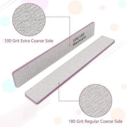 LNAUJS Professional Nail Files and Buffers Kit - 100/180 Grit Nail Sponge Buffer Blocks for Fingernails and Acrylic Nails Avelisse