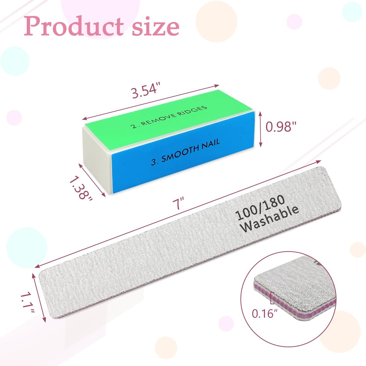 LNAUJS Professional Nail Files and Buffers Kit - 100/180 Grit Nail Sponge Buffer Blocks for Fingernails and Acrylic Nails Avelisse